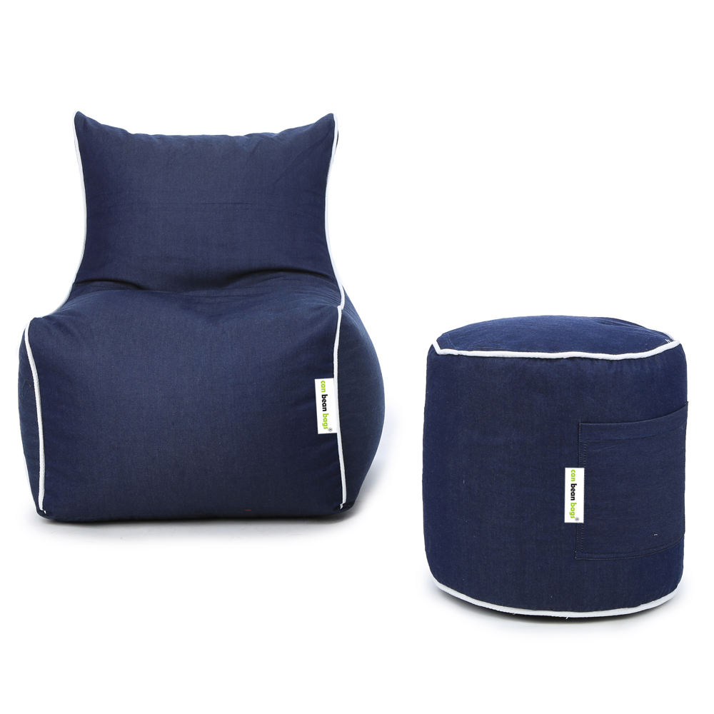 Can bean bags Classic XXXL Denim Arm Bean Chair With Footstool